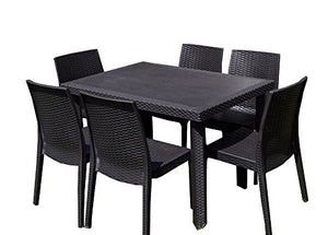Set da Giardino Tavolo con 6 Sedie Aria Marrone Scuro