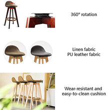 LUSTAR Set A Barre Rotante A 360 ° di 2 Sgabello Regolazione Dell'altezza Contatore da Cucina con Schienale PU/Cuscino in Lino Brown-Linen-Brown -60cm