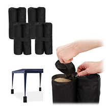 Relaxdays Pesi per Gazebo, Set da 4 Zavorre per Tende & Padiglioni, da Riempire con Sabbia o Pietre,10 kg per Piede,nero