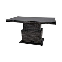 Tavolo da Giardino in Rattan - Altezza variabile - con Piano in Vetro - Tavolo da Giardino Buri/Antracite