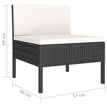 Festnight 6 pz Set Divano da Giardino, Salotto da Giardino con Cuscini, Divani Modulari da Esterno, Divano da Giardino, Set di Mobili da Giardino, in Polyrattan Nero