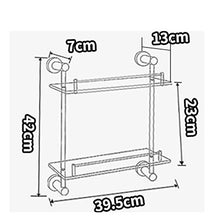 Dongyd Mensola del Bagno di Vetro della Doppia Fila, scaffale d'attaccatura della mensola della Parete del Bagno dell'Acciaio Inossidabile 304, 39.5 * 13 * 42cm