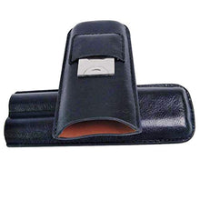 WSJMJ Custodia per Sigari da Viaggio in Pelle Portatile in Legno di Cedro, 2 Tubi con Supporto Taglierina per Sigari in Acciaio Inox, Rivestiti in Legno di Cedro