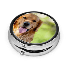 Scatola rotonda per medicina portatile, mini pillole in metallo, dispenser per pillole tascabili, borsa da viaggio, idea regalo per cani