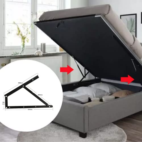 KIT COMPLETO Sollevamento Letto per LETTO CONTENITORE. Trapezi + Pistoni a Gas + Ferma Materasso. (Letto Matrimoniale - Fuorimisura)