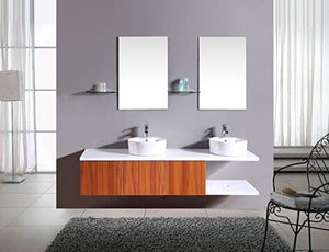 Gstore Mobile Bagno PENSILE Marrone da 180 CM Completo Doppio LAVABO [70207]