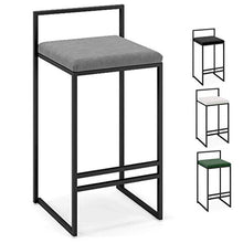 LWW Sgabelli, Casa elegante Décor Set di 1 Pc Sgabello Bar Colazione Pianale da cucina Velvet Sedile Bar sedia con gambe in metallo ad alta Sgabello Sgabelli,Grigio,76 cm