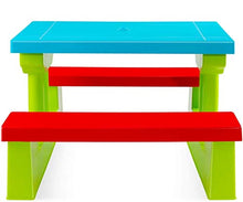 COIL C0325-GREEN - Tavolo da picnic colorato per bambini, tavolo da giardino, panca, sedia e ombrello