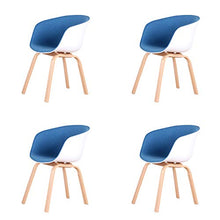 T0t0ro un set di 2/4 accogliente sedia da bagno, poltrona, cucina/soggiorno/balcone sedia con gambe in legno massello di faggio, stile nordico, confortevole cuscino spugna schienale e sedile (4, blu)