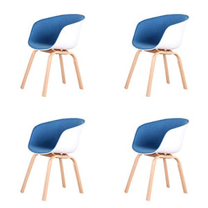 T0t0ro un set di 2/4 accogliente sedia da bagno, poltrona, cucina/soggiorno/balcone sedia con gambe in legno massello di faggio, stile nordico, confortevole cuscino spugna schienale e sedile (4, blu)