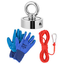 ULTECHNOVO 1 Set Kit Magneti da Pesca Bifacciali con Rampino E Guanti Magnete Rotondo per Pesca Magnetica