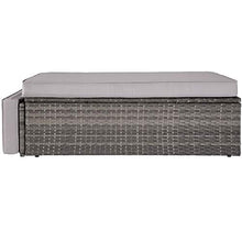 TecTake 800884 Divano Lounge in Rattan, Doppia Sdraio, Pouf con Cuscino, Elevato Comfort di Seduta, Arredamento da Giardino, Nuovo (Grigio)