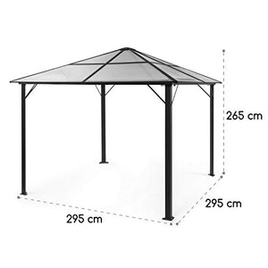 blumfeldt Pantheon Solid Sky Pavillon - Gazebo, Pergola, Tubi in Alluminio, Tettuccio: 3x3 m, 7.6x7.6 cm, Paletto Angolare con Spessore di 1,2 mm, Inossidabile, Senza Pareti Laterali, Nero