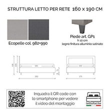 LettoFacile montalo in 30 Minuti - Letto Matrimoniale Leda Frame in Ecopelle Grigio - Struttura senza rete - Made in Italy (160 x 190 cm)
