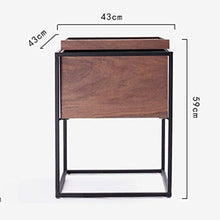 Armadietti Comodino Comodino Comodino Tavolo da toeletta Semplice in ferro Art Appartamento Divano ad angolo Lato moderno Tavolino in legno + acciaio + metallo (Colore: Marrone, Dimensioni: 43 * 43 *