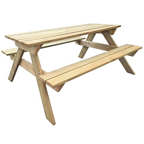 lahomie Tavolo con panche da PIC-nic in Legno, Tavolo da Picnic con 2 panche Integrato alla Struttura in Legno massello Robusto 150x135x71,5