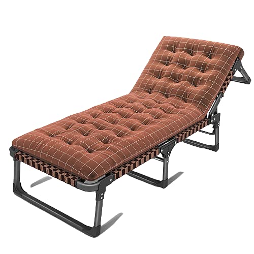 tayer Lettino Prendisole Sdraio Pieghevole con Cuscino,Lettino Pieghevole in Alluminio, per Giardino Patio Esterno sedie a sedie a Sdraio reclinabile Caricamento Fino a 200 kg (Marrone)