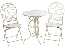 Gruppo Maruccia Set Tavolo e sedie in Metallo Shabby Chic Bianco Anticato per arredare Giardini Bar e Negozi Set di mobili per Esterni