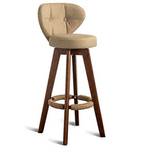 Ljings - Sgabello girevole con poggiapiedi, moderno, per interni, esterni, per cucina, casa, ufficio, pub, bar, con schienale, kaki, lino