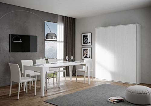 Compribene.it Risparmia con un click Letto Matrimoniale Tokyo Verticale a Scomparsa Bianco Frassino