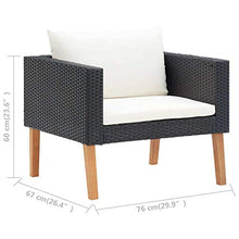 vidaXL Divano da Giardino Singolo con Cuscini Sofà Dormeuse Chaise Longue Poltrona Salotto Esterno Divanetto Canapè Arredo in Polyrattan Nero