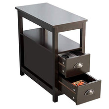 Q-HL Comodino Tavolino retrò Comodino con 2 Cassetti Divano Tavolino Robusto Notturno Stand Gabinetto Facile Assemblaggio per Soggiorno Ufficio Camera da Letto, Marrone