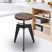 homcom Sgabello da Bar Alto in Stile Industriale Regolabile in Altezza, Metallo e Legno, 39x41x49-64cm Marrone e Nero