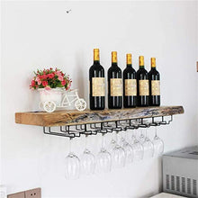 Dongyd 60-140cm (23.6"-55") Rack Calici Di Legno, Wine Rack Mensola Con Bagagli Carrello Di Metallo Muro Di Ferro Montato Hanging Wine Glasses Holder (Size : 120x25x5cm)
