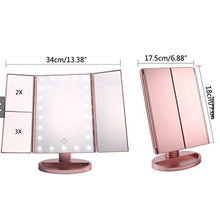 Specchio da Tavolo con Luce di riempimento a LED Specchio per Il Trucco Specchio per Trucco con ingrandimento su Tre Lati Pieghevole e Illuminato Specchio per Trucco con ingrandimento 1x / 2X / 3X