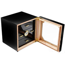 ODDINER Cigar Box di stoccaggio Cedar Cigar 3 Strati Idratante di Tre Strati di Legno Solido Cigar Box umidificazione Cigar Humidor (Color : Black, Size : 24x25x24cm)