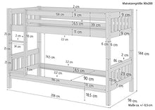 Erst-Holz Letto a Castello Bianco per Ragazzi per materassi 90x200 in Pino con doghe rigide 60.06-09W