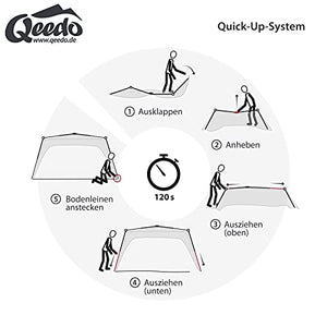 Qeedo Quick Space Camping Pavillon (3x3m) con protezione dai raggi UV (UV80) & Dark-Coating - antivento, montaggio rapido, 8 persone - grigio