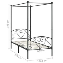 Tidyard Letto a Baldacchino Grigio in Metallo 120x200 cm,Letto a Soppalco,per Camera da Letto, Camera degli Ospiti, Dormitorio
