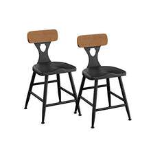 LLT Pratico sgabello Exquisite 2 Pz Bar sedia della cucina Bar Sgabelli colazione cucina contatore Chair Black Metal Telaio ergonomico sede di legno di sicurezza Schienale,45 cm,45 cm