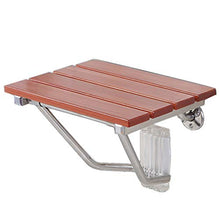 Sgabello da Parete Rosso Scuro, Sgabello per Doccia con Legno Anticorrosivo E Acciaio Inossidabile Sus304, Carico Massimo 250 kg, 38 × 33,8 × 29 Cm
