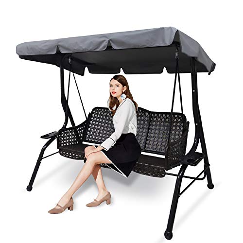 Tetto di ricambio universale per dondolo da giardino a 3 posti, rivestimento di ricambio per tettuccio parasole, altalena (large, grigio) (Grigio, L)