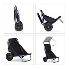 Relaxdays Carrello da Spiaggia Pieghevole, Sedia con Parasole, Ruote Gomma Piena, Carrellino 100 kg per la Sabbia, Nero, 1 pz