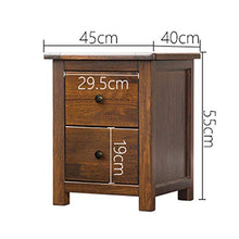Comodino in Legno massello, Stile Americano, 2 Strati, Mini Color Noce, Peso 400 kg-45x40x55 cm FANJIANI