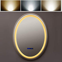 AJH Specchio da Bagno Specchio da Parete Moderno Illuminato a LED con dimmer e luci Funzione antiappannamento a Parete Display della Temperatura del Tempo Specchio di cortesi