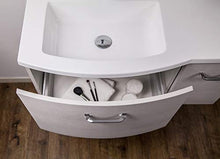 Mobile da bagno sospeso DANA 850 - design leggermente arrotondato - effetto legno bianco crema, Piletta Pop-up:Con piletta Pop-up
