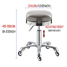 LKLXJ Sgabello Estetista -Sedia Girevole Puleggia-Rotondo Sedie da Cucina Rolling Sgabello da Cucito PU,Stile Moderno,Cornice in Metallo Argentato,45-58cm Regolabile,Backless Sgabelli Alti