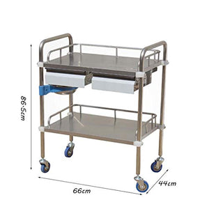 Carrello per Trattamenti in Acciaio Inossidabile/Carrello Chirurgico A Doppio Strato/Carrello per Strumenti per Apparecchiature di Laboratorio Medico/Veicolo per Medicazioni Cliniche