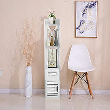 Zerone - Armadietto portaoggetti da bagno, in legno bianco, moderno, autoportante, con porta a scatto e ripiano aperto, per casa, soggiorno, camera da letto, 100 x 20 x 20 cm