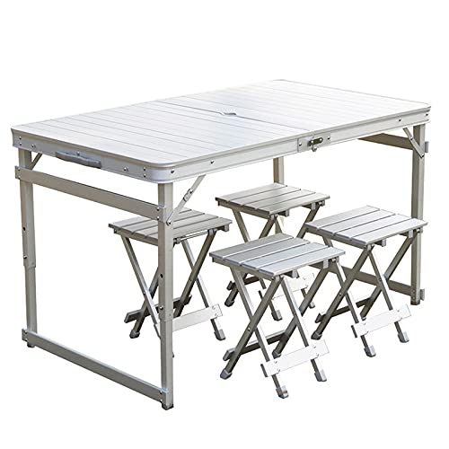Tavolo pieghevole in alluminio e set di sedie tavolo da picnic portatile, tavolo da pranzo multifunzionale da esterno e tavolo da gioco, tavolo da campeggio regolabile in altezza, mobili da terrazza