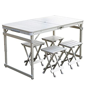 Tavolo pieghevole in alluminio e set di sedie tavolo da picnic portatile, tavolo da pranzo multifunzionale da esterno e tavolo da gioco, tavolo da campeggio regolabile in altezza, mobili da terrazza