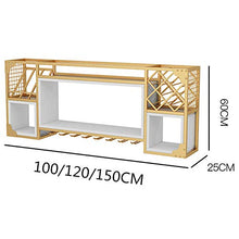 Portabottiglie in legno massello in ferro battuto, portabottiglie in vetro per calice di lusso leggero a parete/A / 120×25×60cm