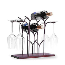 Dniu, portabottiglie in metallo con portabottiglie per vino, con 4 bottiglie di vino, ripiano in legno autoportante, base antiscivolo per cucina, cantina, bar