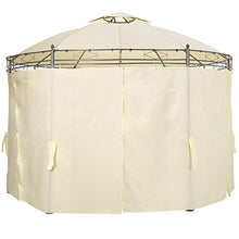 tectake 800723 Gazebo da Giardino di Lusso, Teli Laterali Padiglione Rotondo Ø 350 cm, Party Eventi, Idrorepellente e Resistente ai Raggi UV (Crema)