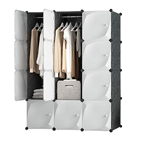 Armadietti- for Bambini Armadio spogliatoio, Guardaroba combinata, 12 Cubo Ripostiglio, Nero + Bianco/Colore Bianco Scegli, PP Materiale Plastica, for la Camera da Letto Soggiorno