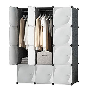 Armadietti- for Bambini Armadio spogliatoio, Guardaroba combinata, 12 Cubo Ripostiglio, Nero + Bianco/Colore Bianco Scegli, PP Materiale Plastica, for la Camera da Letto Soggiorno